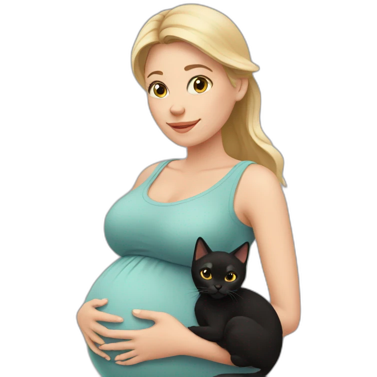 White pregnant women with Black cat emoji