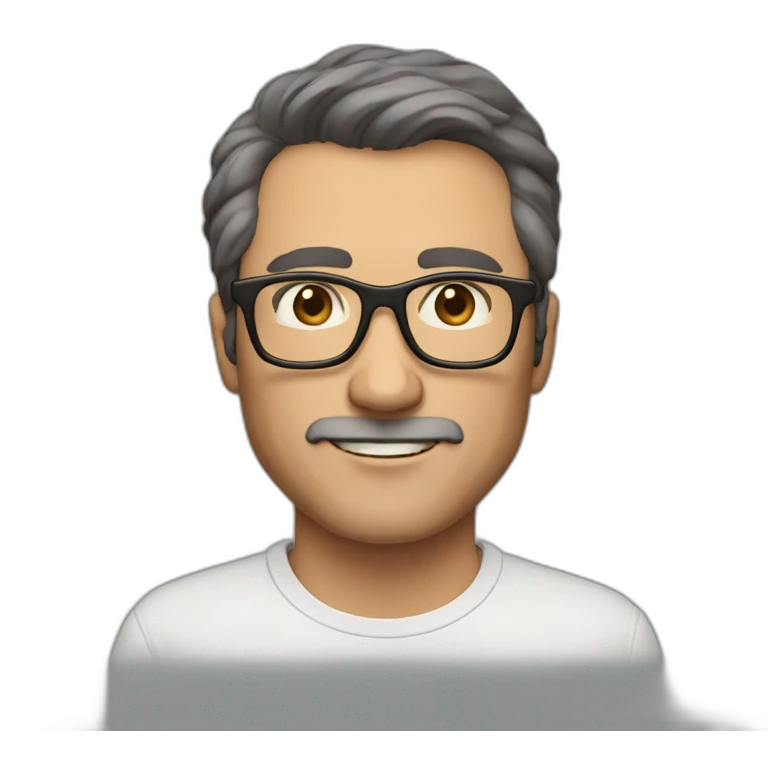 Handsome 50 year old man with dark brown hair and brown glasses emoji