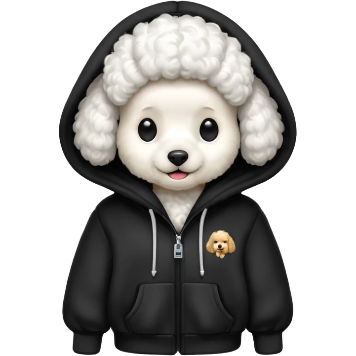 Poodle wearing a hoodie emoji