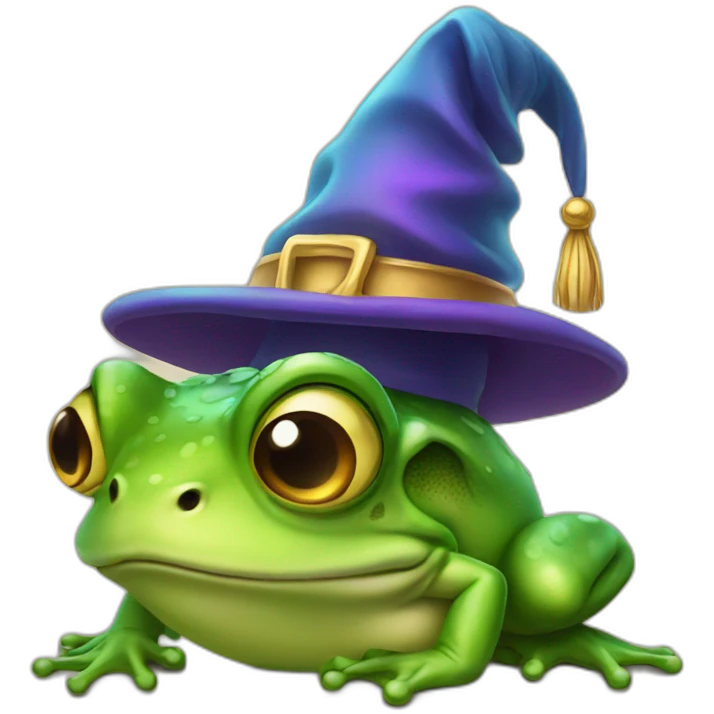 frog wearing a wizard hat emoji