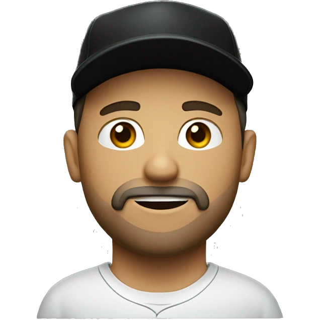 White guy with black baseball hat and a goatee emoji