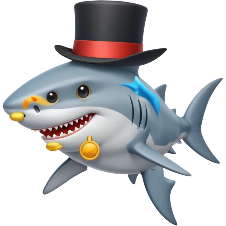 Shark with a top hat emoji