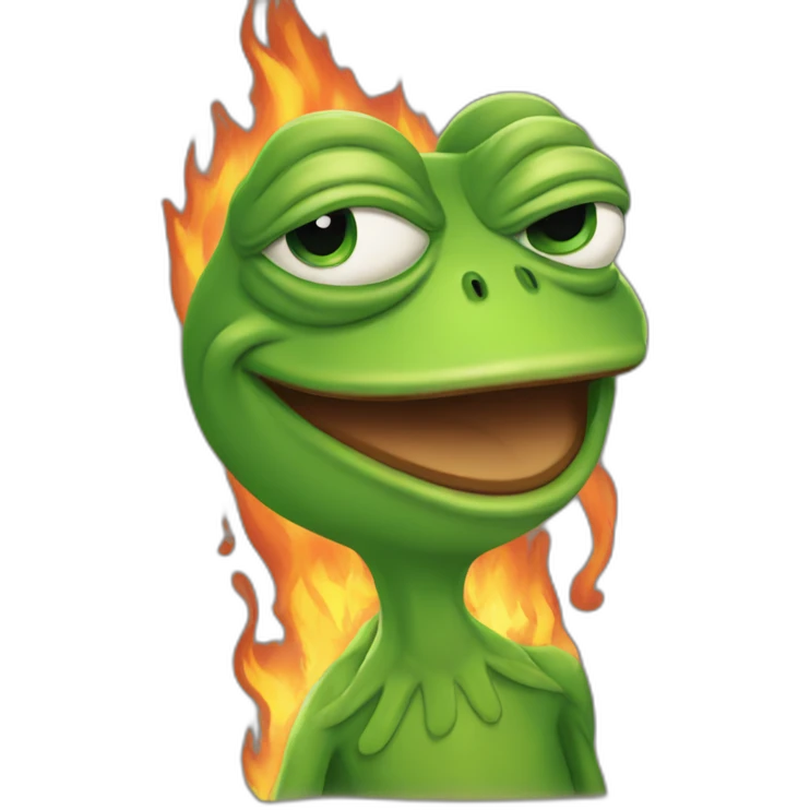 pepe the frog with fire emoji