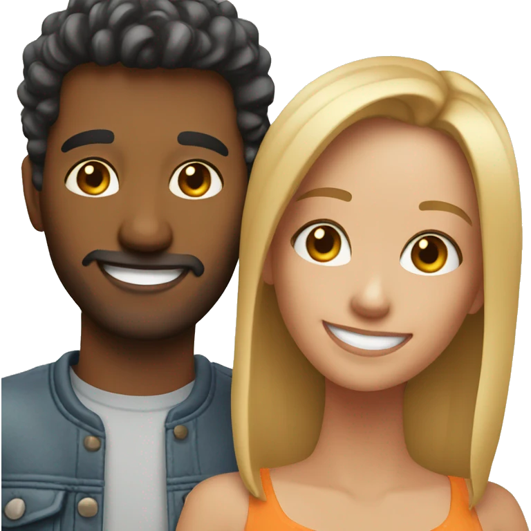 smiling couple in selfie shot emoji
