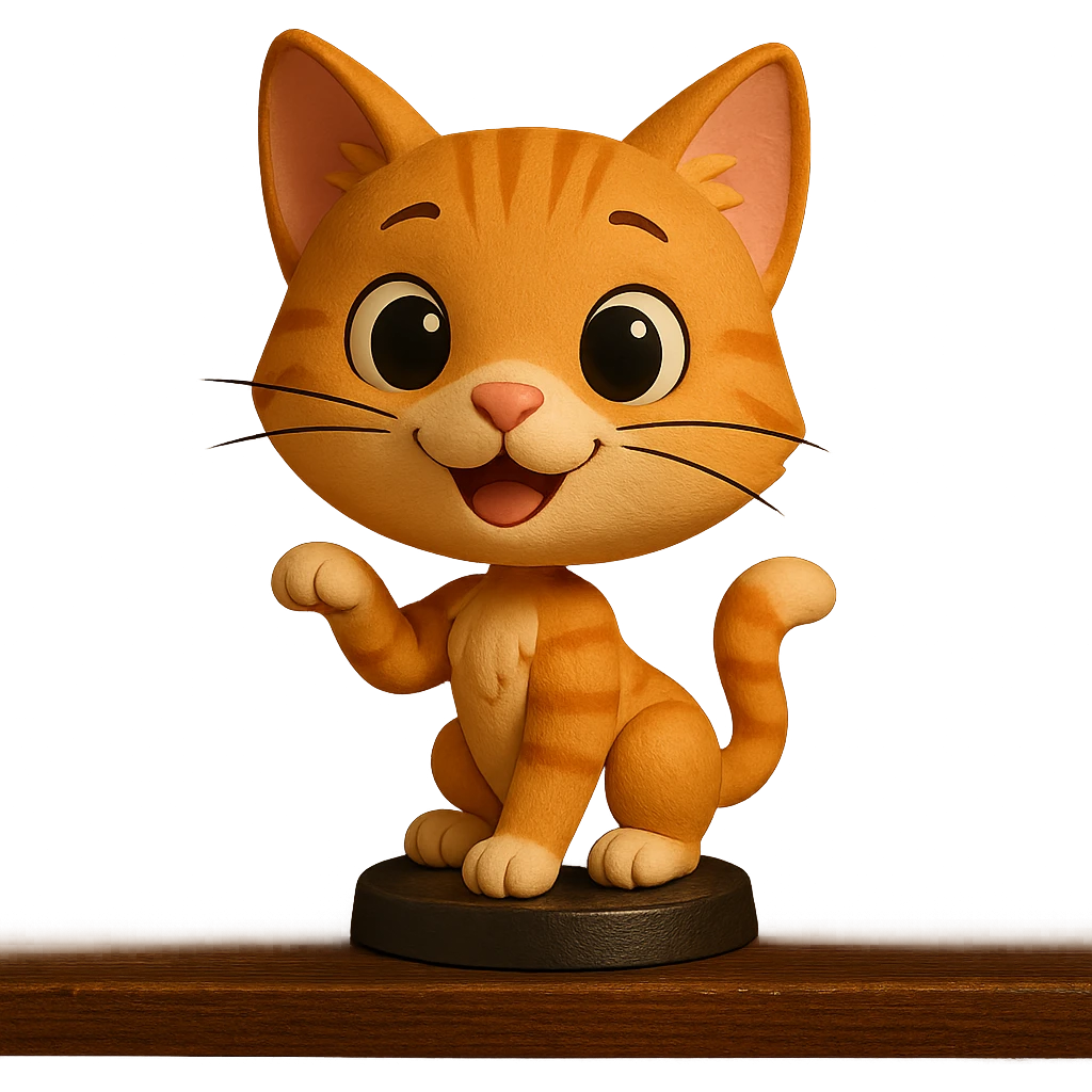 cute cat character, big head, playful pose emoji