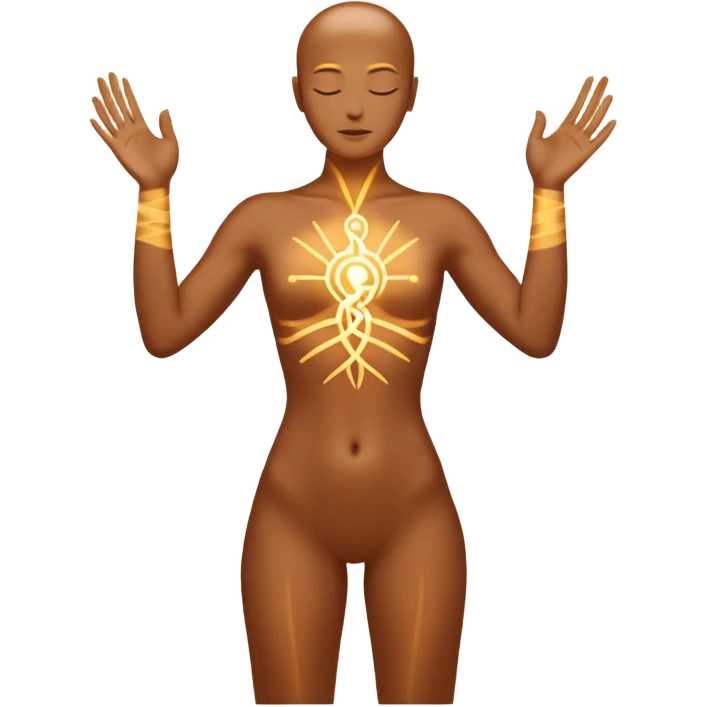  A minimal emoji-style illustration representing "KAR" (action and process).
A glowing human silhouette in motion, hands shaping energy,
symbolizing effort, discipline, and creation in progress.
No face details, no realism.
Sacred energy lines flowing through the body,



 emoji