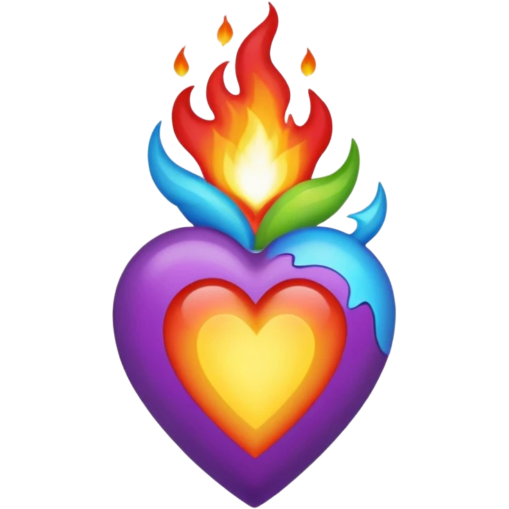 Make flaming hearts in all colours emoji