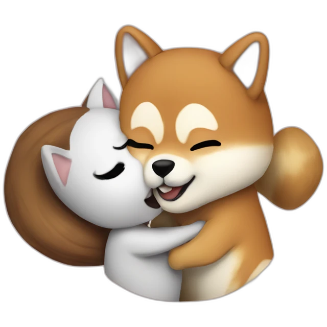 ariana grande hugging a shiba inu emoji