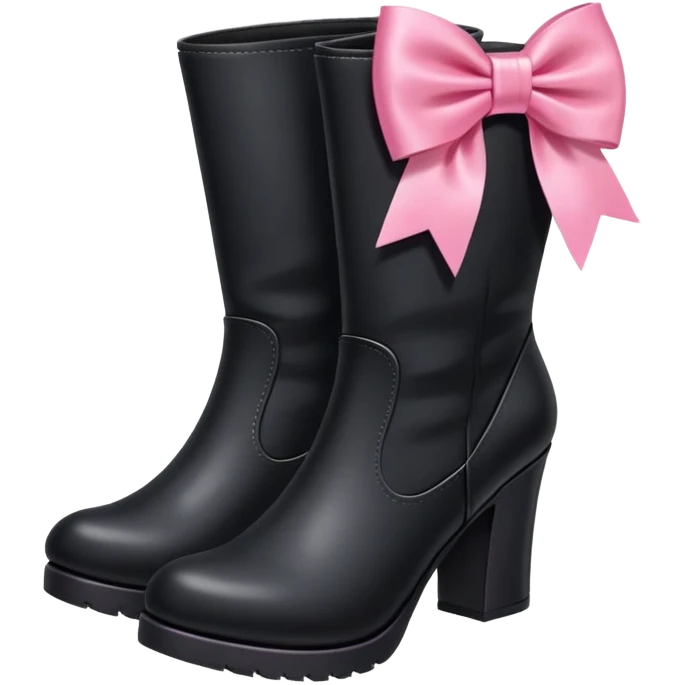 black boots with a pink bow  emoji