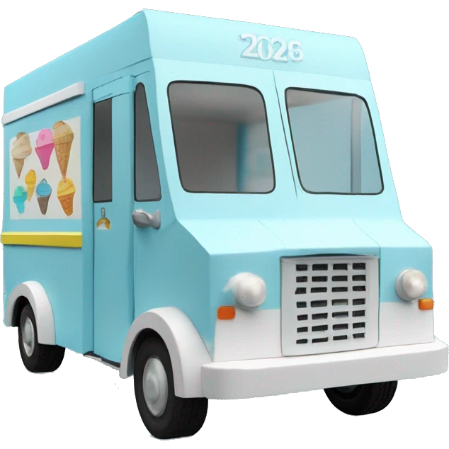 papercraft, 2026 pearl-blue ice-cream step van emoji
