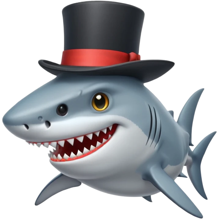 Shark with a top hat emoji