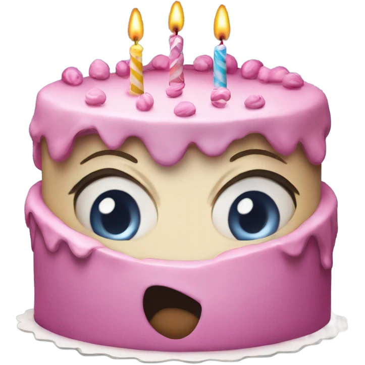 A birthday cake being surprised  emoji