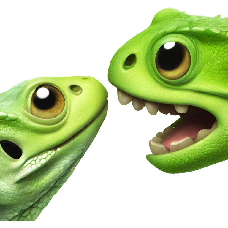 Two lizards licking a lime in the light emoji