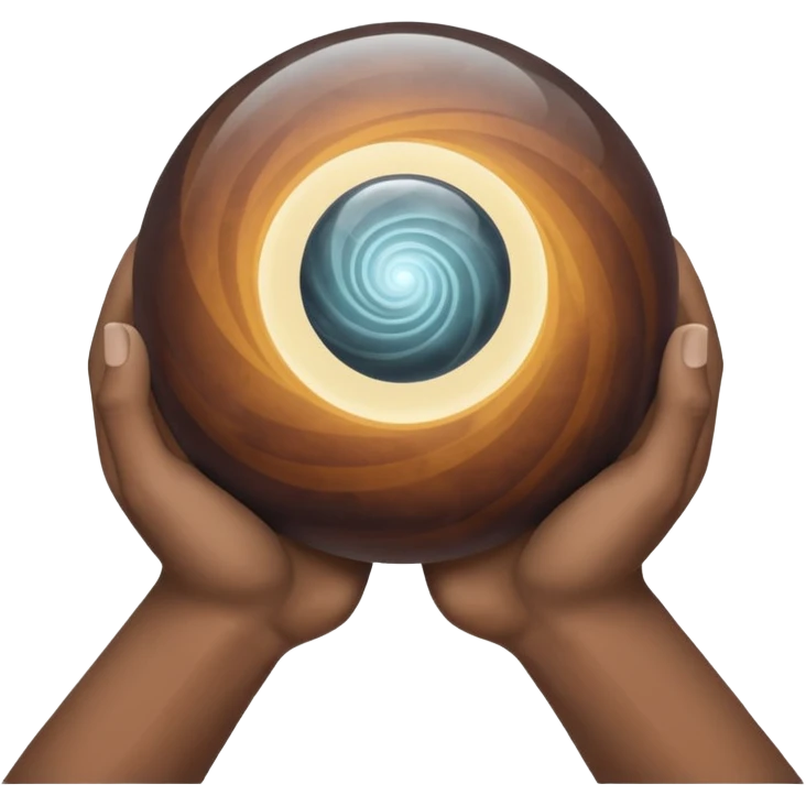 Gray and brown color magic ball and hands emoji