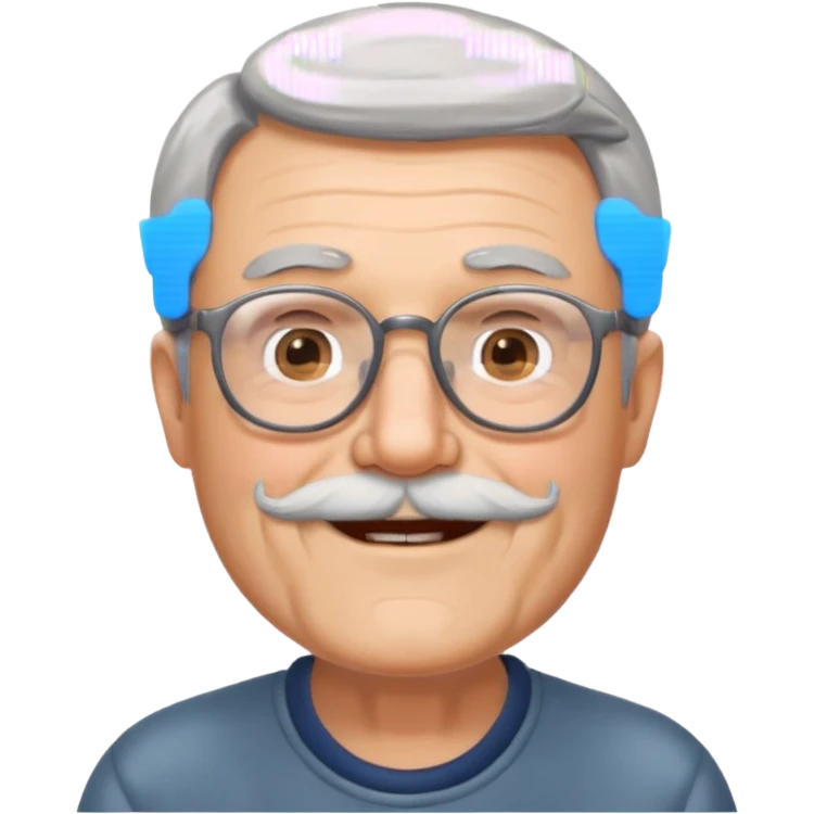 happy granddad with grey hair and beard and glasses emoji