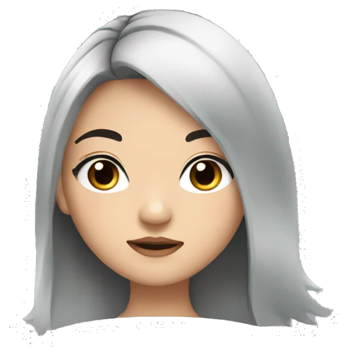 asian girl with black hair and lashes emoji