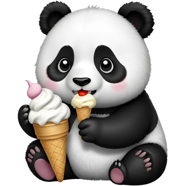 Panda eating ice cream emoji