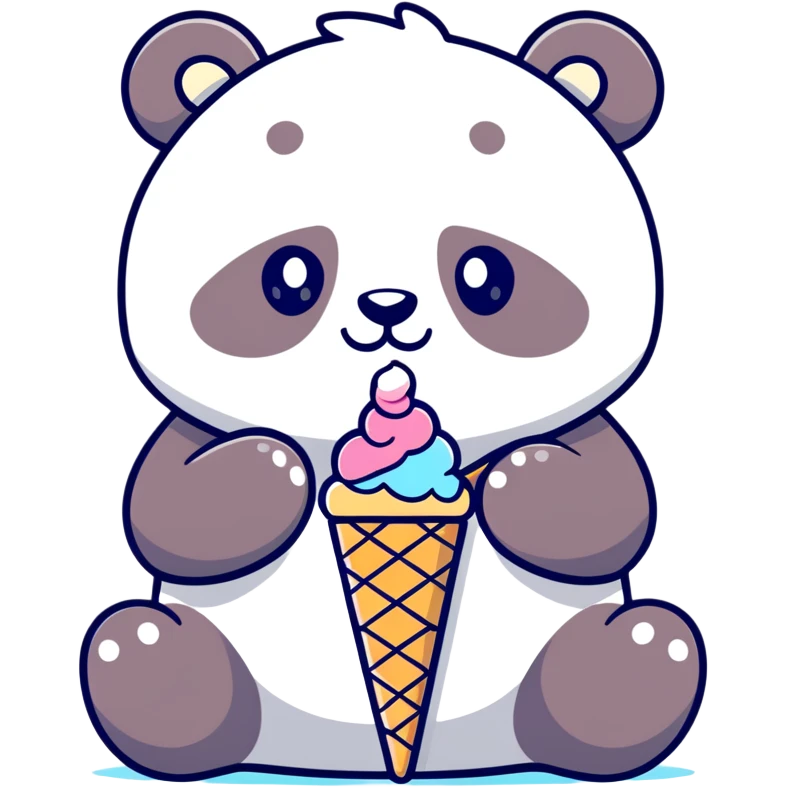 Panda eating ice cream emoji