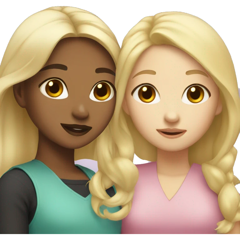Asian and blonde girl besties emoji