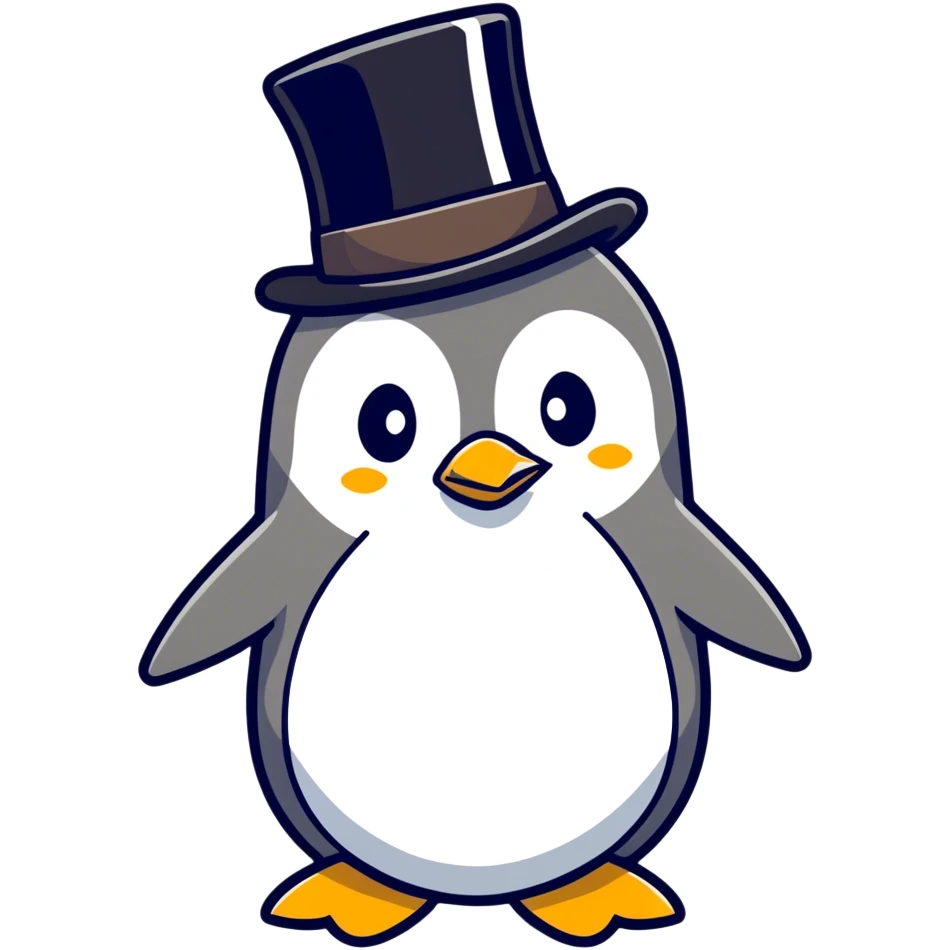 Penguin with top hat emoji
