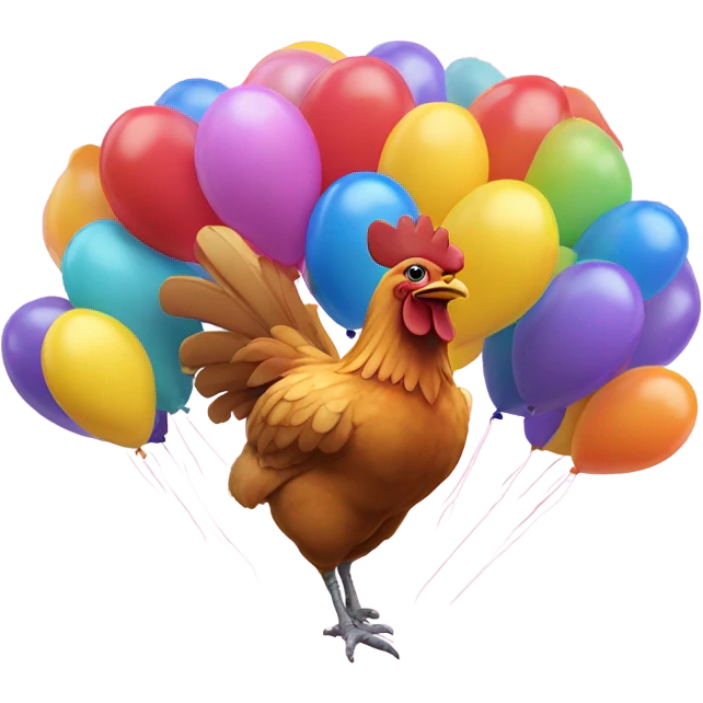 Chicken with balloons  emoji