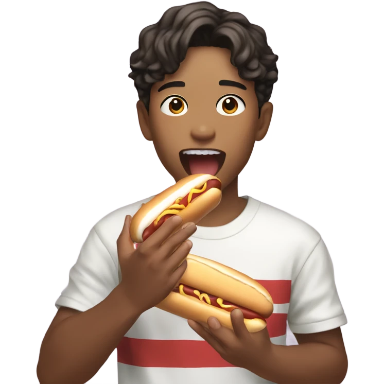 Kpop boy eating a creamy hot dog emoji