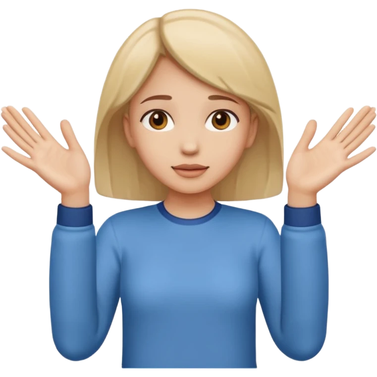 Girl with two hands in front out palms facing upwards and hands in front of her emoji