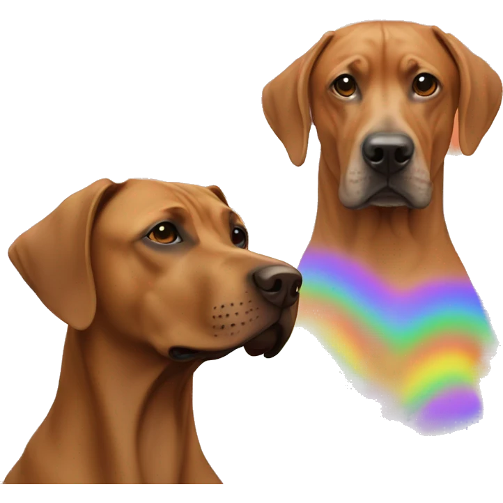 white male with rainbow colored hair alongside a brown rhodesian ridgeback emoji