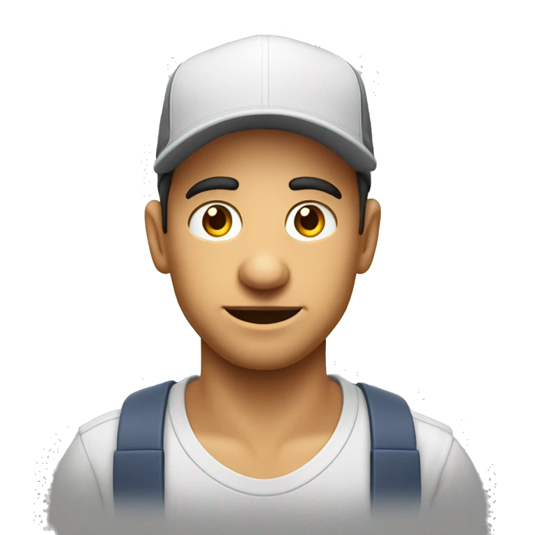 hombre calvo blanco joven con gorra pensando emoji
