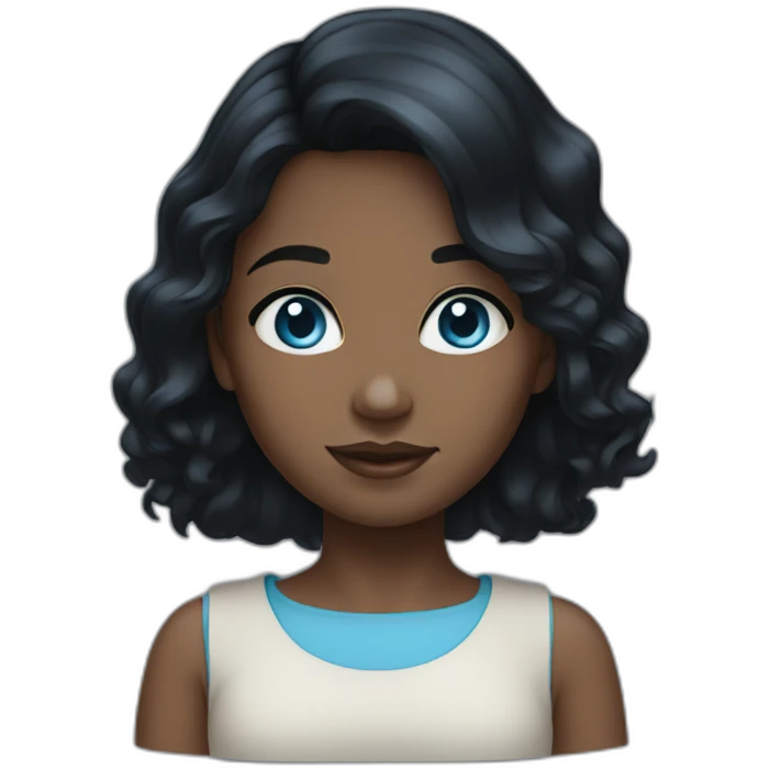 black hair girl with blue eyes emoji