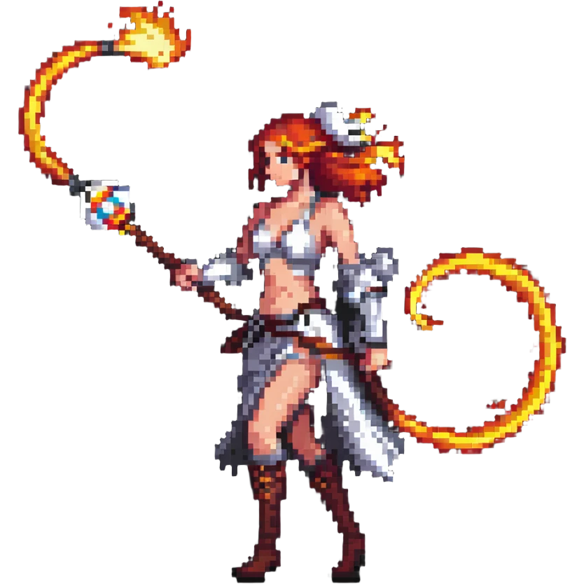 woman wielding a fire whip emoji