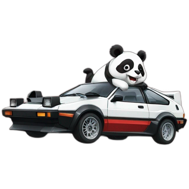 Trueno ae86 panda riding a panda emoji
