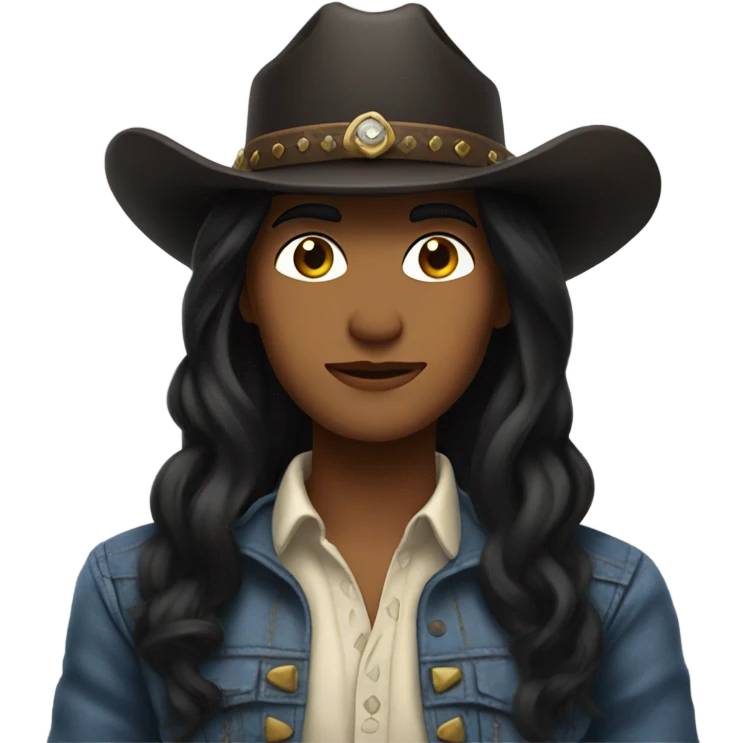 Cowboy with woman with black hair emoji