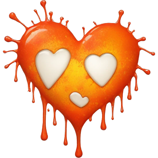 splattered paint heart glowing red-orange warmth emoji