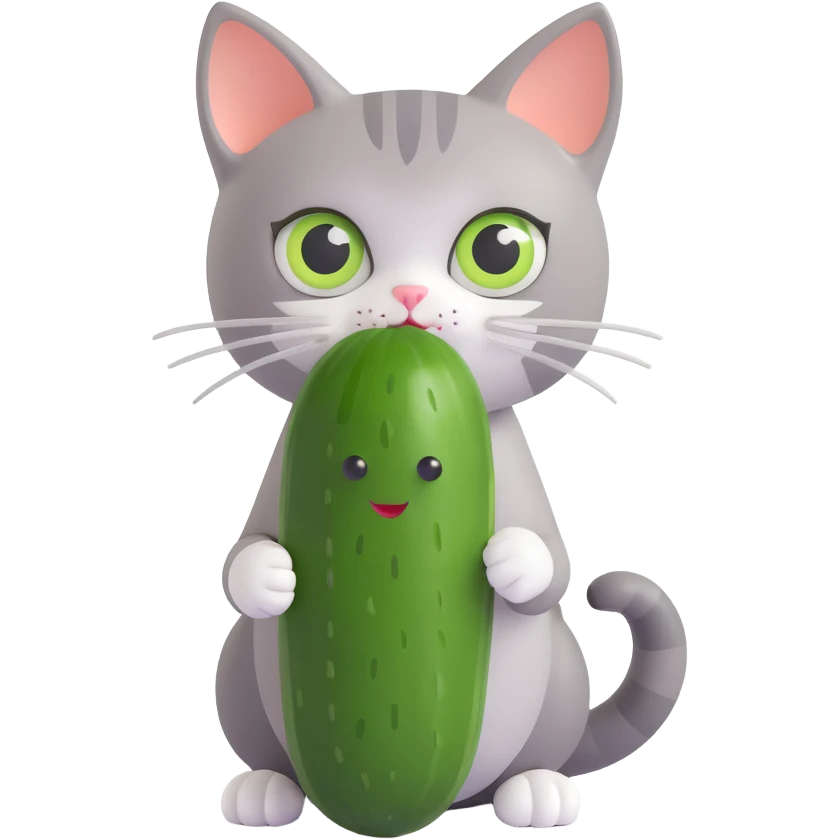 a scared cat with a cucumber next to it emoji