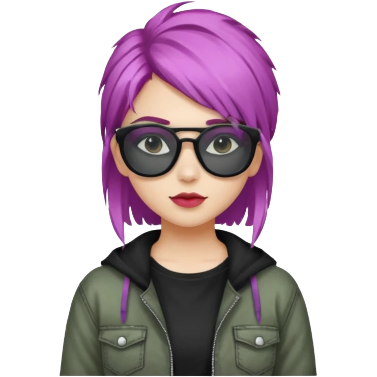 stylish teen girl wearing shades and dyed her hair, grunge outfit emoji