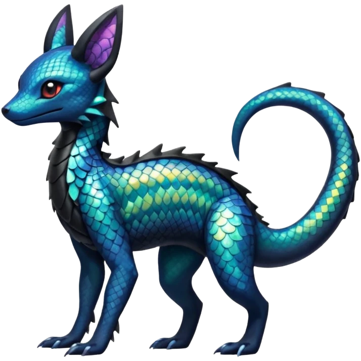 Scaley Exotic Salandit-Aurorus-Umbreon-Fakémon-hybrid-creature (full body)  emoji