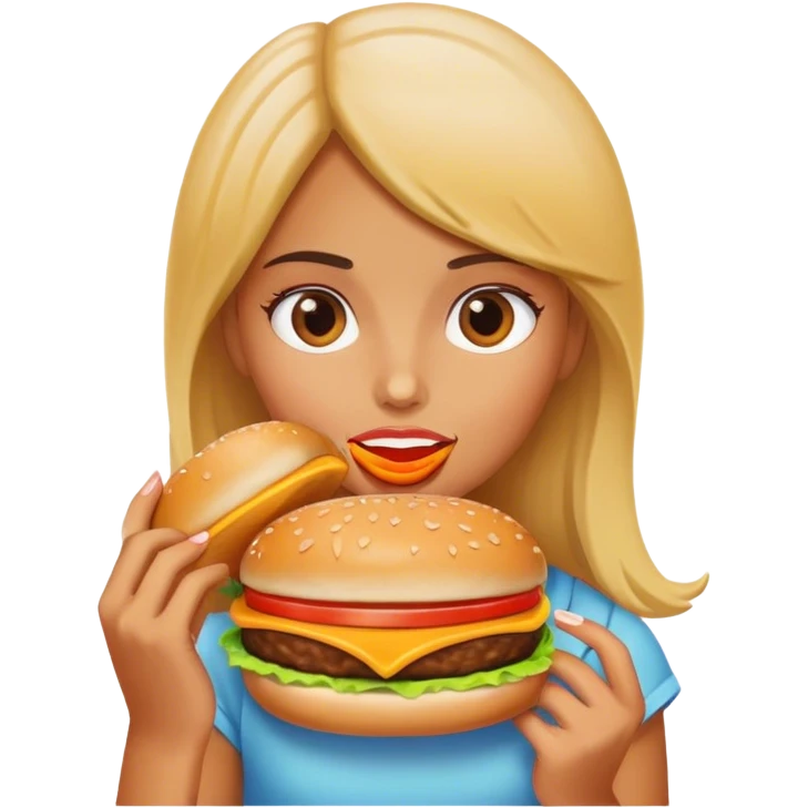 Girl eating a cheeseburger  emoji