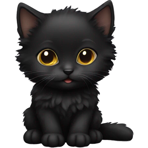 Black kitten fluffy emoji