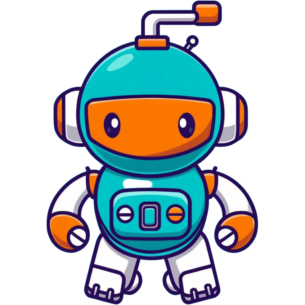 teal cute robot winking emoji