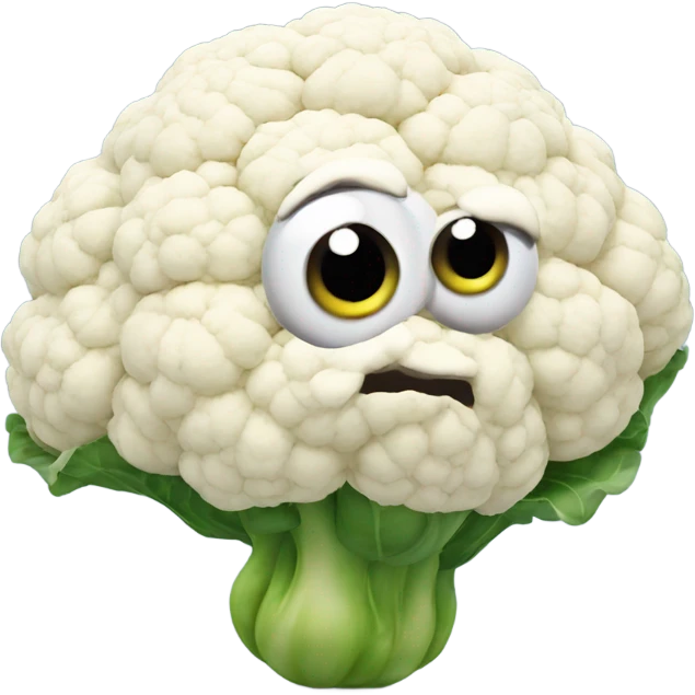 cauliflower looks into the mirror with big eyes emoji