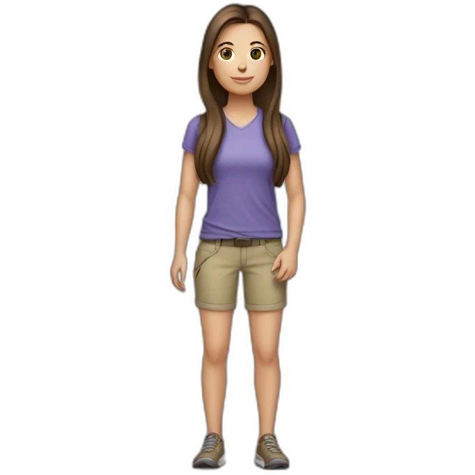 caucasian female camper with long brunette hair emoji