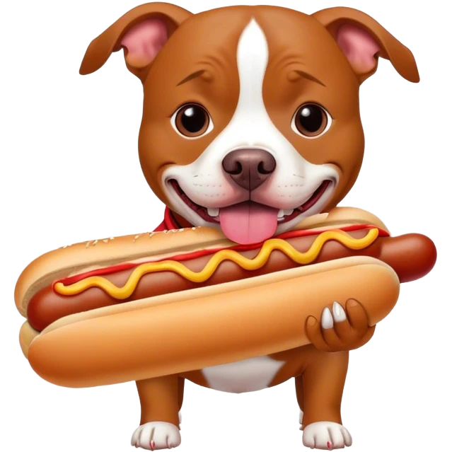 pitbull eating hotdog emoji