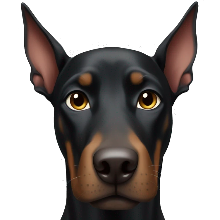 Black Doberman with white cat emoji
