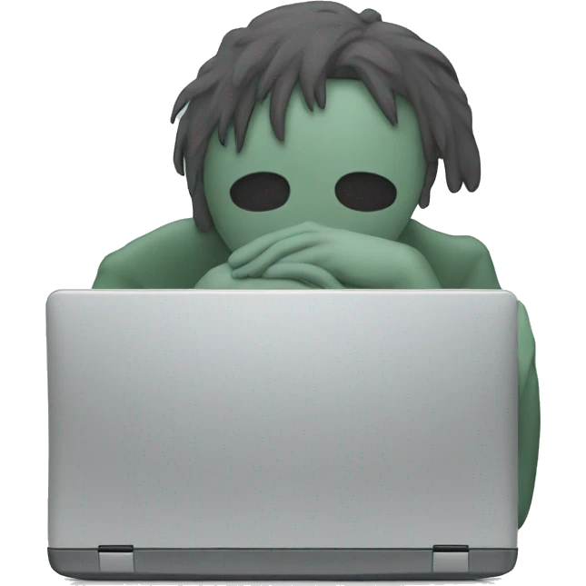 laptop with sad person emoji