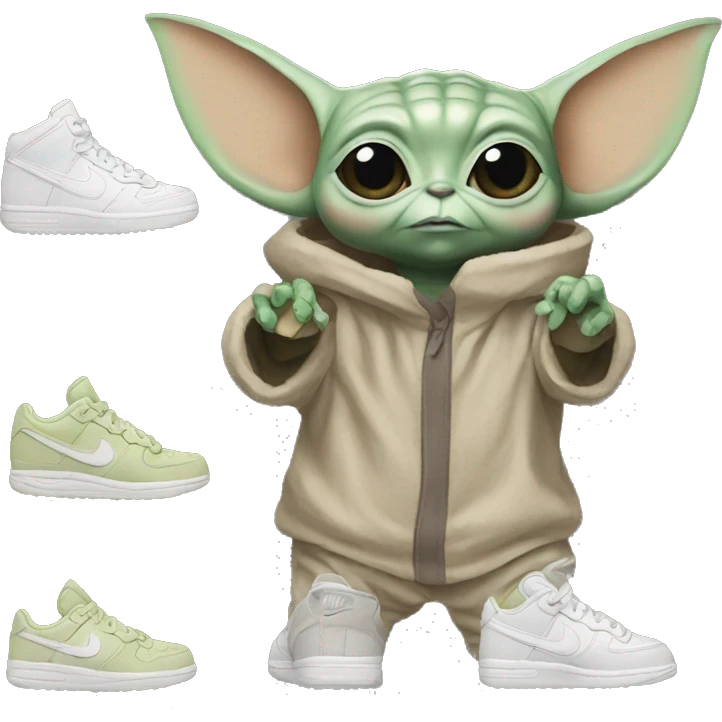  BABY YODA HOLDING NIKE SHOES emoji