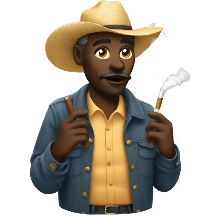 Black farmer smoking a cigarette  emoji