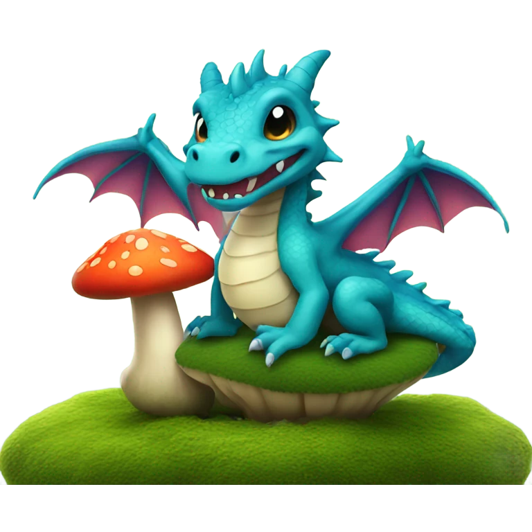 Dragon sitting on a mushroom emoji