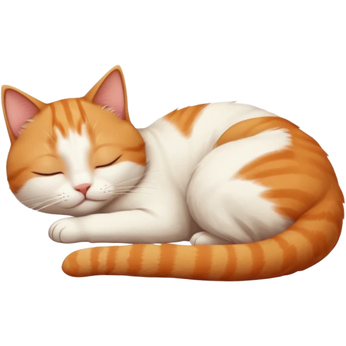 ginger and white small cat eyes closed lying down in funny position emoji