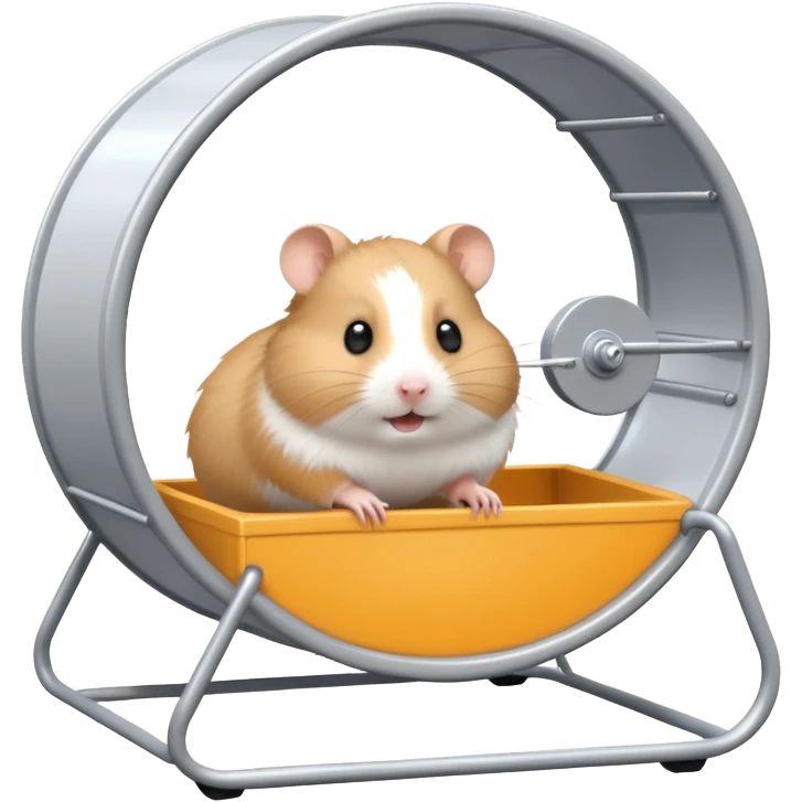 Hamster in plastic cage with hamster wheel emoji